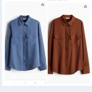 H&M Women's Button-Down Shirts in Blue and Brown